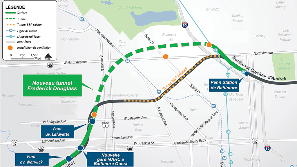 Carte du remplacement du tunnel B&P